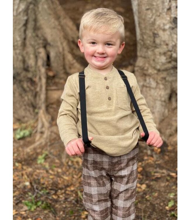 Me & Henry Bradford plaid pants with removable suspenders