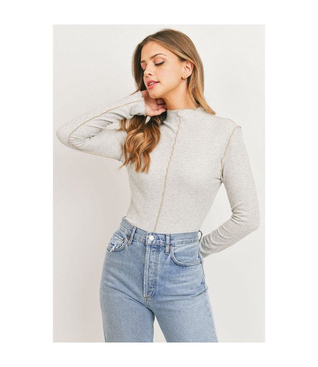 Paper Crane Lettuce Edge Contrast Stitch High Neck