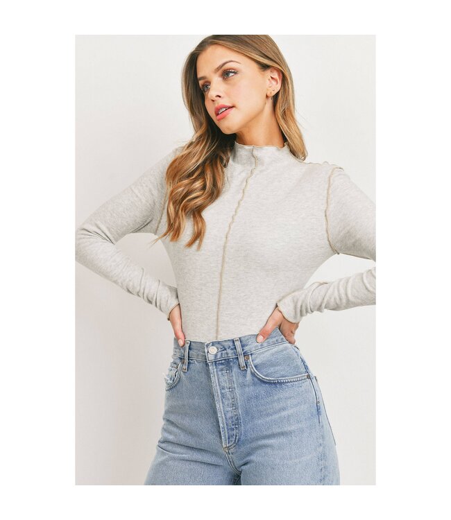 Paper Crane Lettuce Edge Contrast Stitch High Neck