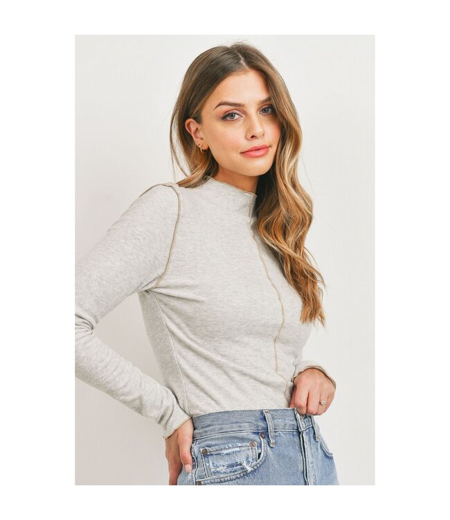 Paper Crane Lettuce Edge Contrast Stitch High Neck