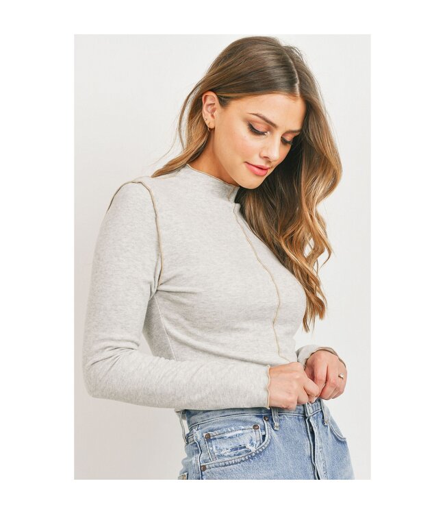 Paper Crane Lettuce Edge Contrast Stitch High Neck