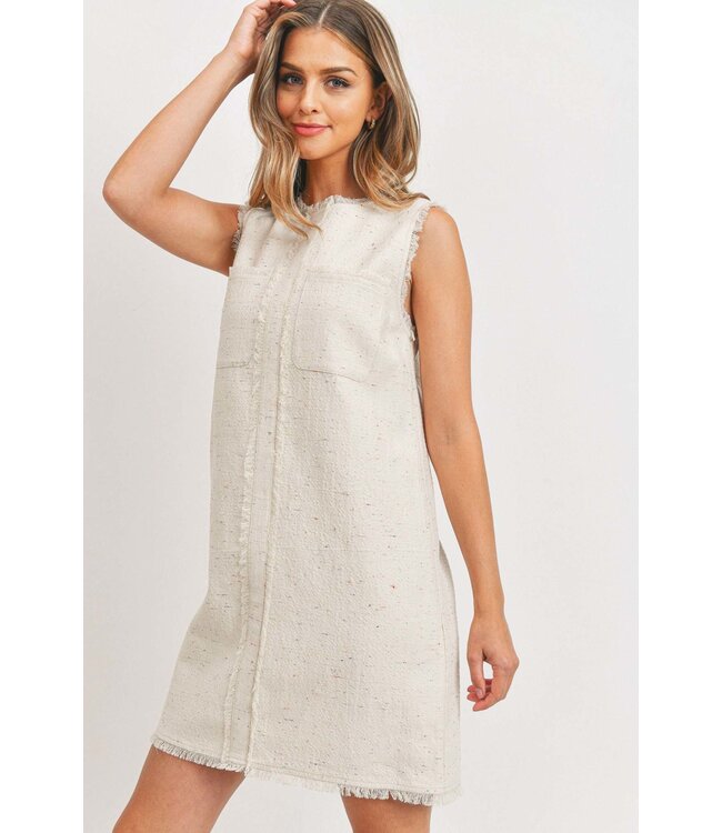 Paper Crane Two Front Pocket Raw Edge Dress