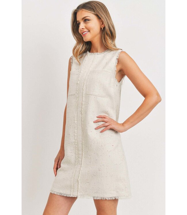 Paper Crane Two Front Pocket Raw Edge Dress