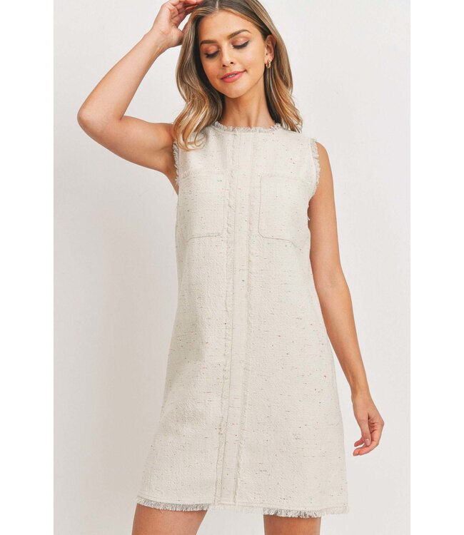 Paper Crane Two Front Pocket Raw Edge Dress