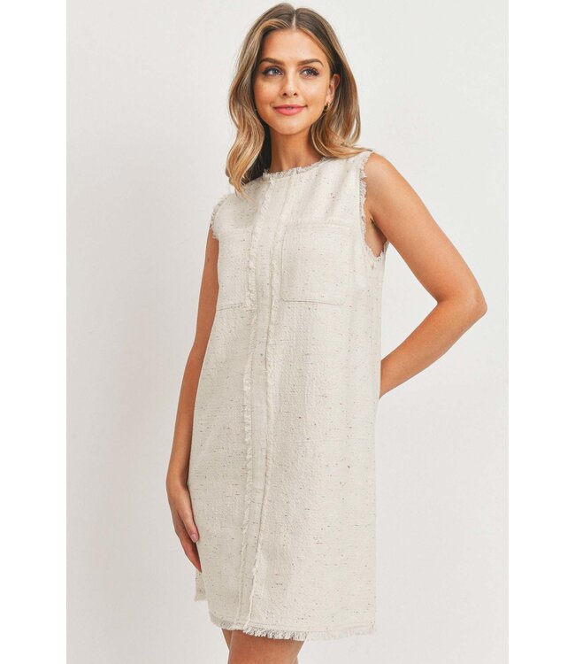 Paper Crane Two Front Pocket Raw Edge Dress