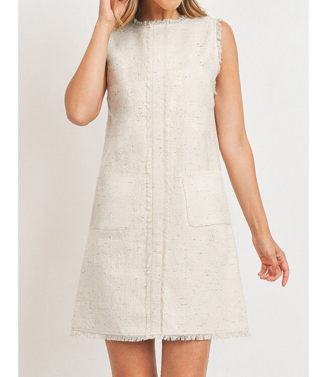 Paper Crane Two Front Pocket Raw Edge Dress