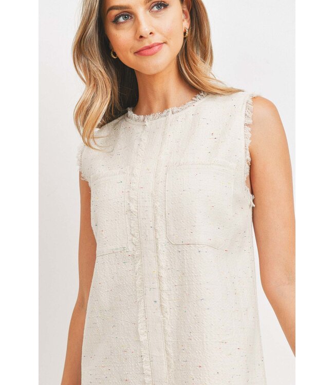 Paper Crane Two Front Pocket Raw Edge Dress