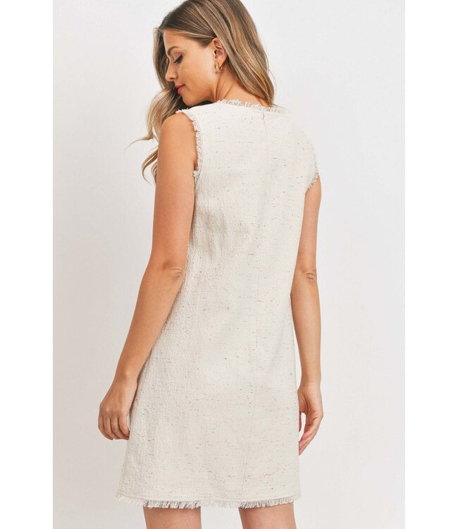 Paper Crane Two Front Pocket Raw Edge Dress