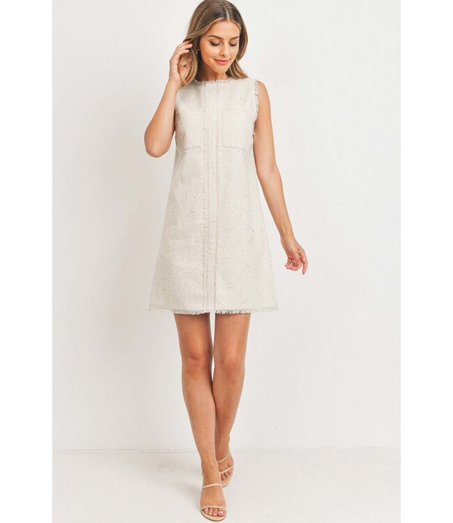 Paper Crane Two Front Pocket Raw Edge Dress