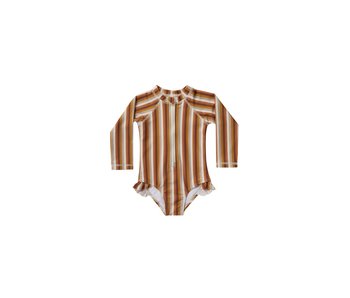Rylee + Cru Rylee + Cru Rash Guard one-piece swimsuit -multi stripe