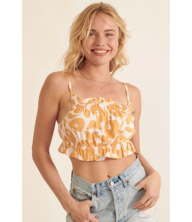 Promesa USA Floral print woven cropped cami top