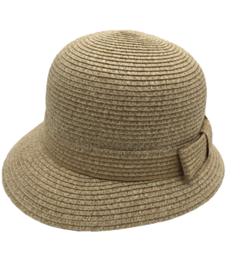 Natural  sun hat with small brim & bow