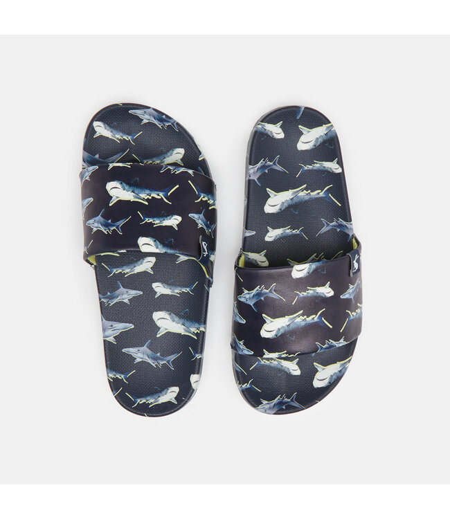 Joules kids Joules Blue Navy Shark Pool Sliders