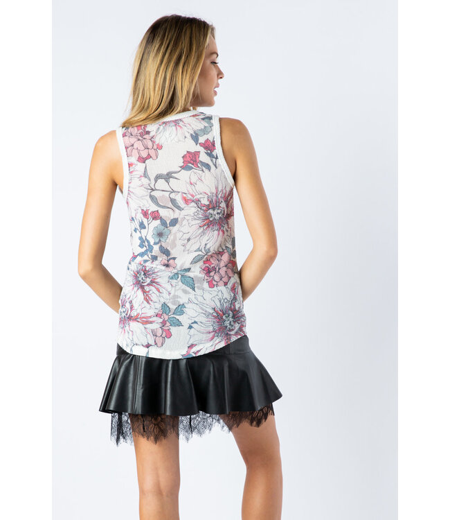 Vocal Sleeveless Flower top with zippers