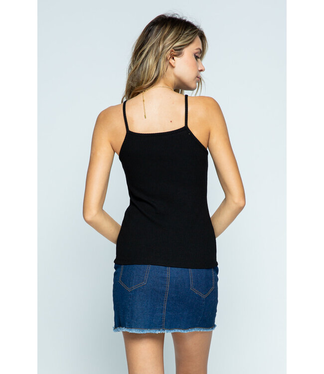 Vocal Black camisole with neckline stones