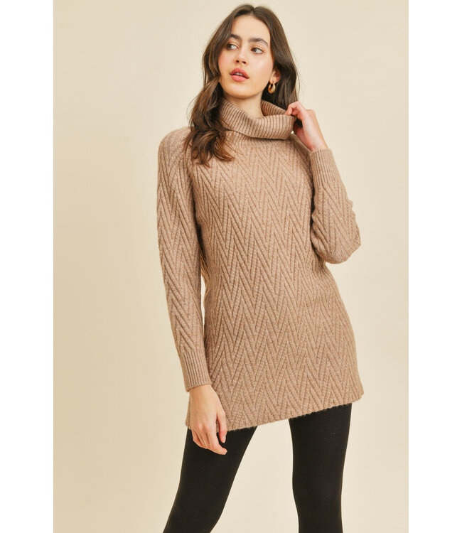 Paper Crane Textured Turtle Neck long sleeve sweater