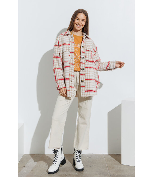 Plaid button up shacket