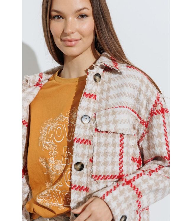 Plaid button up shacket