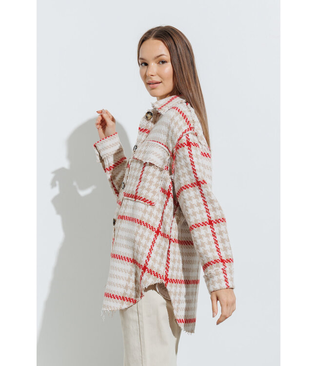 Plaid button up shacket