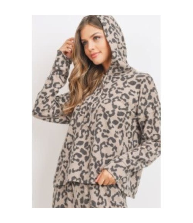 Paper Crane Animal Print Hoodie Brushed Hacci
