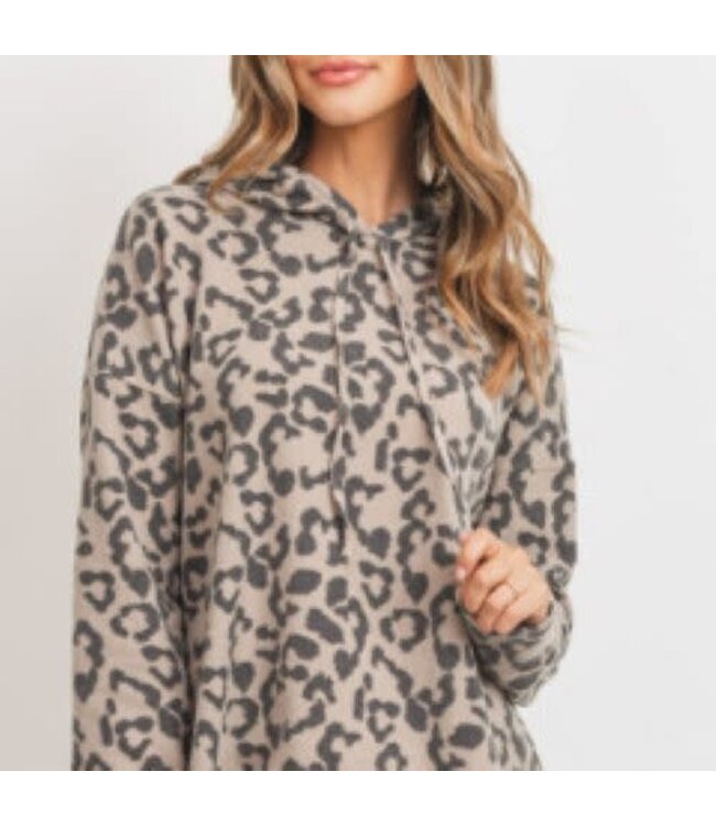 Paper Crane Animal Print Hoodie Brushed Hacci