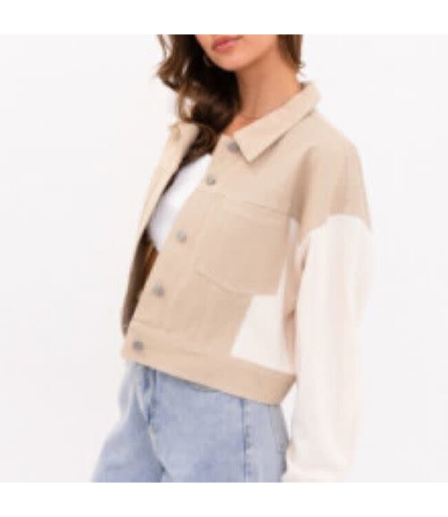 Knit contrast oversized jacket