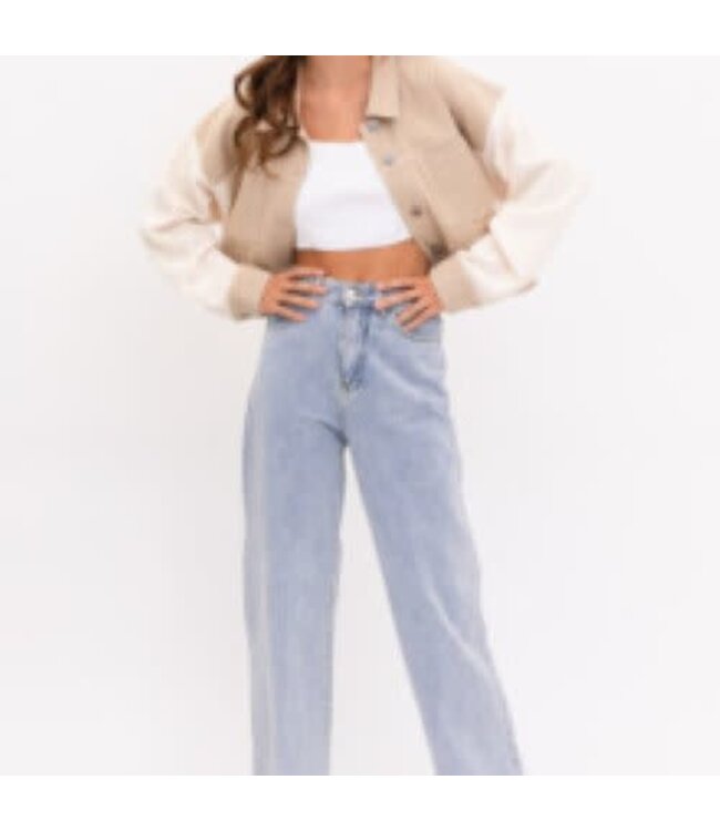 Knit contrast oversized jacket