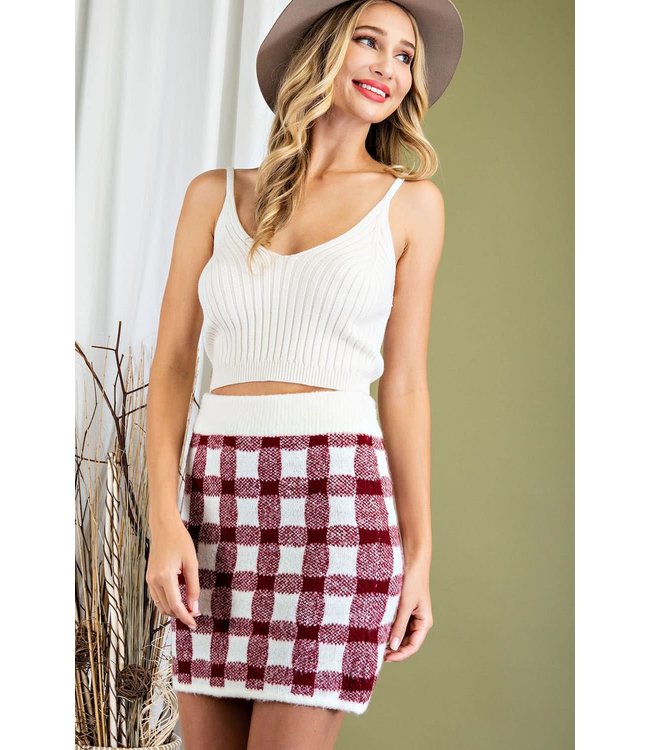 Plaid knit skirt