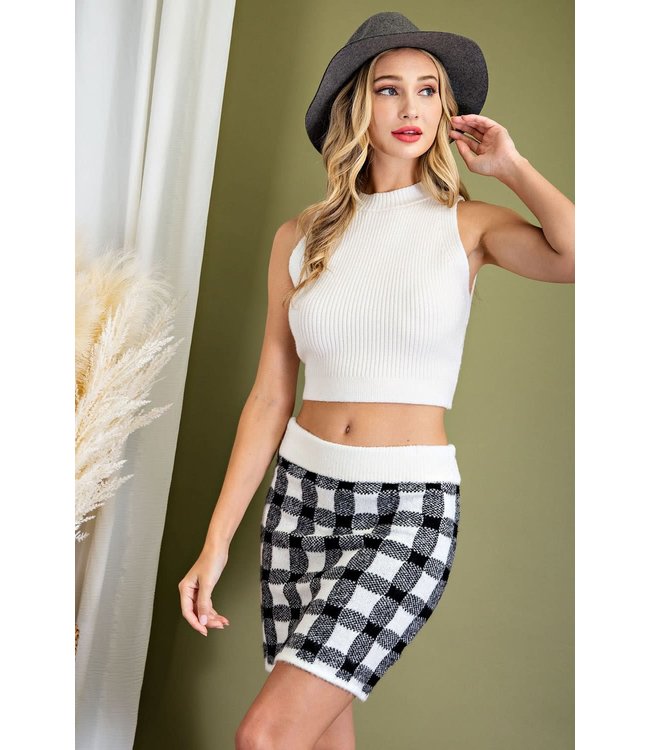 Plaid knit skirt