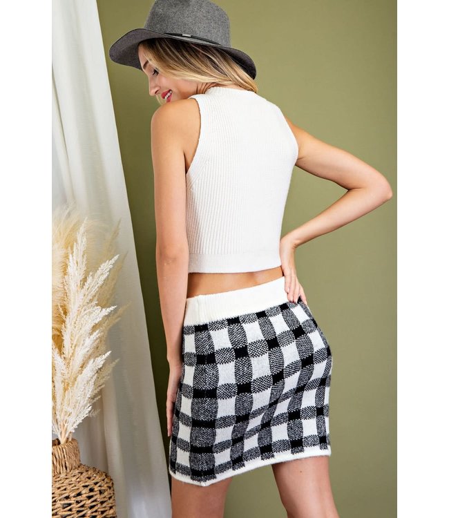 Plaid knit skirt