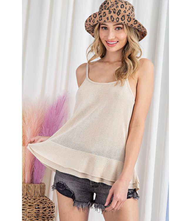 Ruffle knit tank top