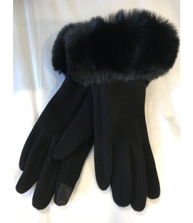 E Touch Jersey Glove with Faux Fur Cuff