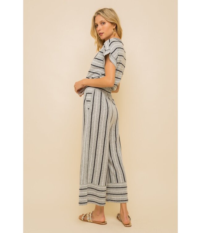 Hem and Thread Hem & Thread Stripe triple brushed Hacci wrap style romper