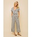 Hem and Thread Hem & Thread Stripe triple brushed Hacci wrap style romper