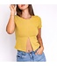 Short sleeve center front cut out top