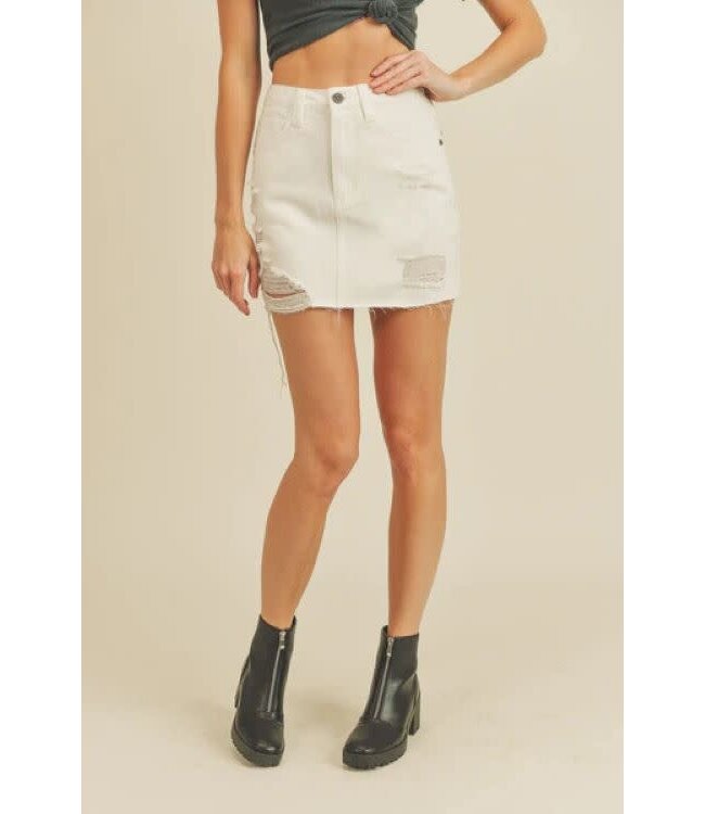 White distressed skirt