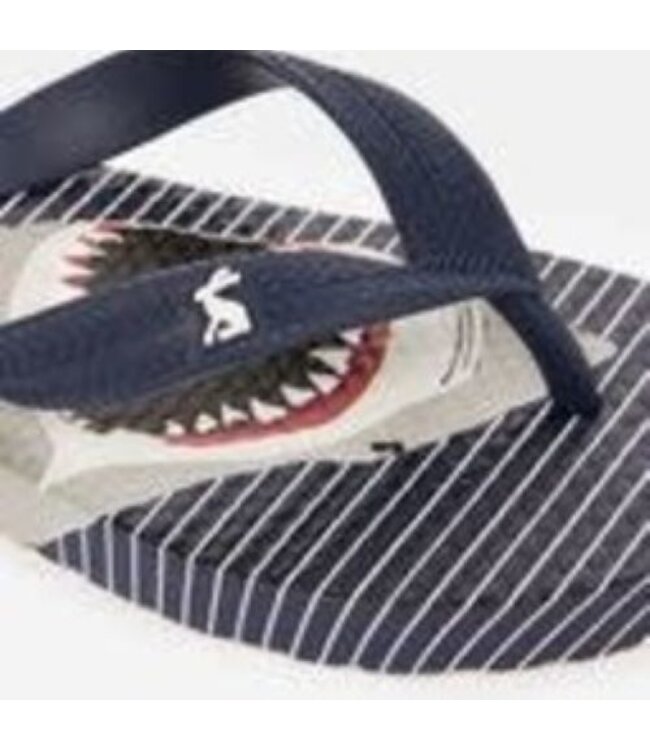 Joules Joules Boys Blue Stripe Shark flip flop
