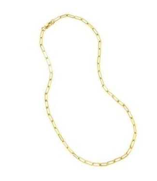 14K Gold Plated Brass Large Paper Clip Chain 30"