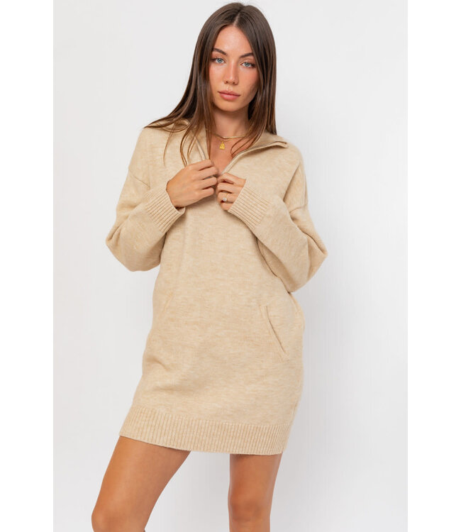 Half zip sweater dress