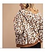 Leopard faux fur bomber hoodie jacket