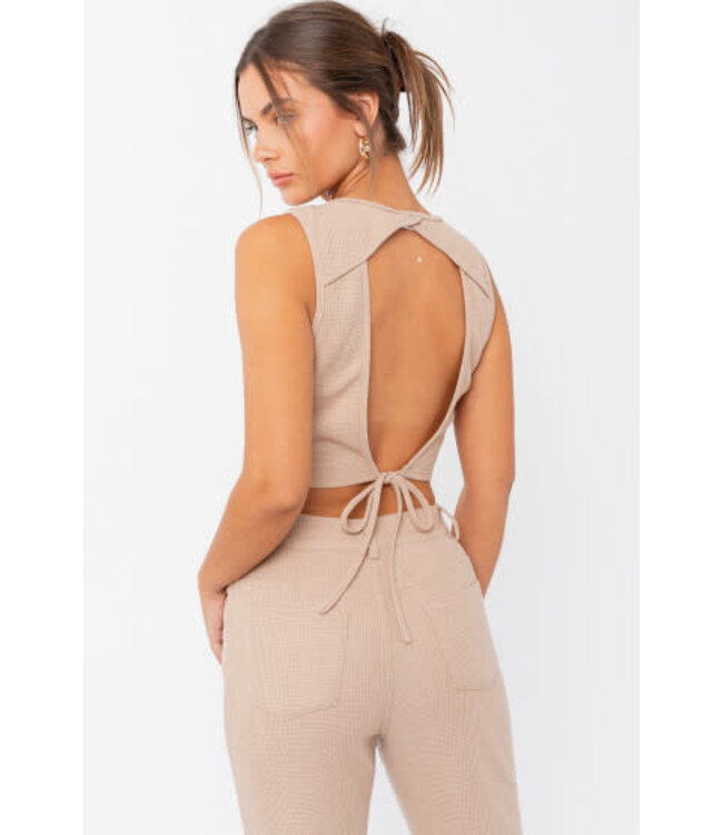 V-neck open back top