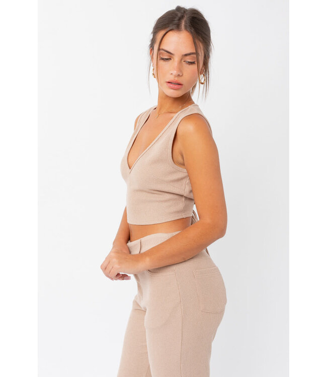 V-neck open back top