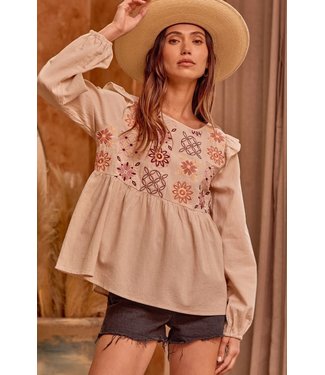 Baby doll embroidered top