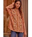 Printed embroidered shirt blouse with front buttons