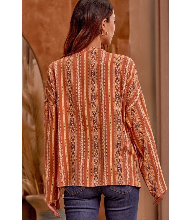 Printed embroidered shirt blouse with front buttons