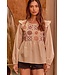 Baby doll embroidered top