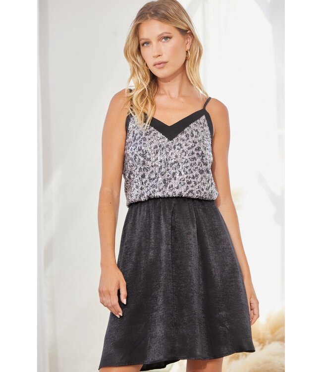 Satin dress with sequin detail