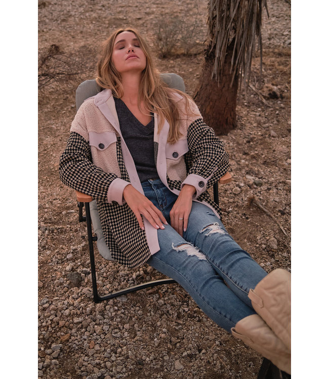 Contrast Button up Shirt Jacket