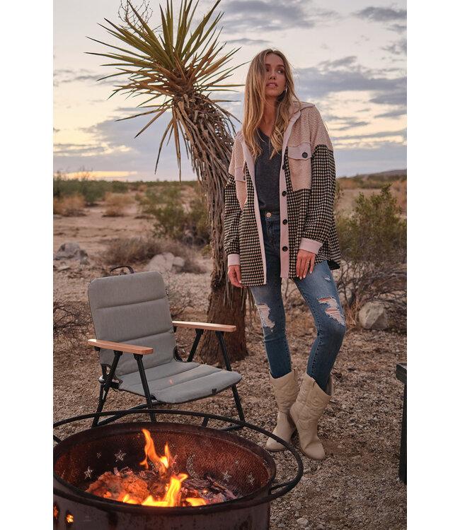 Contrast Button up Shirt Jacket