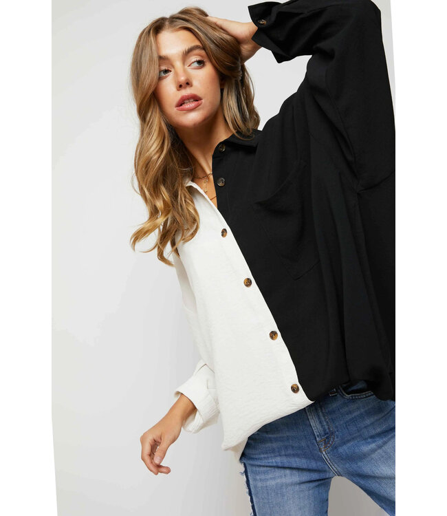 Color block button down shirt